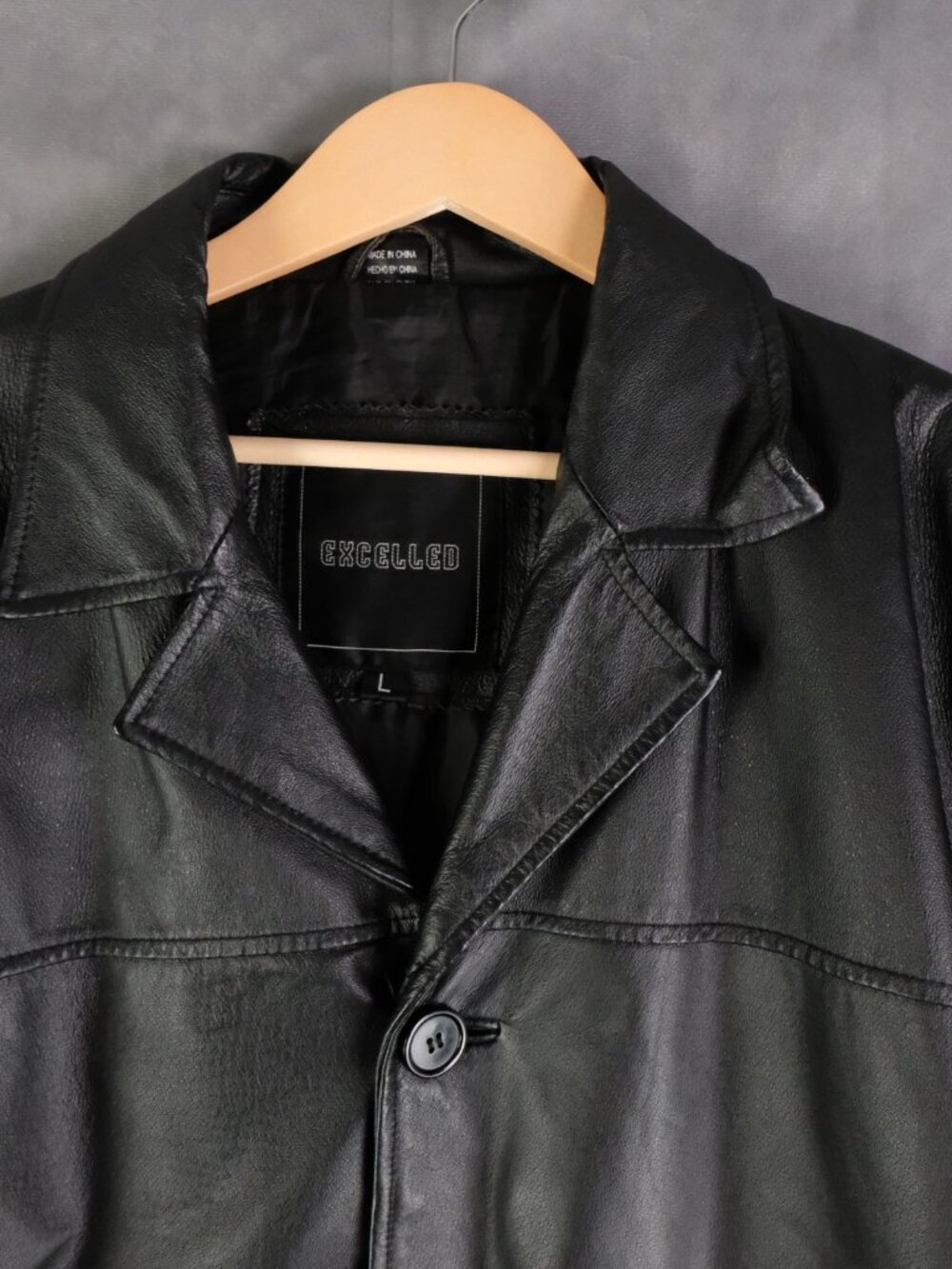 Vintage Leather Jacket Mens Large Black Button Up Lined Heavy Y2K - Picture 3 of 12